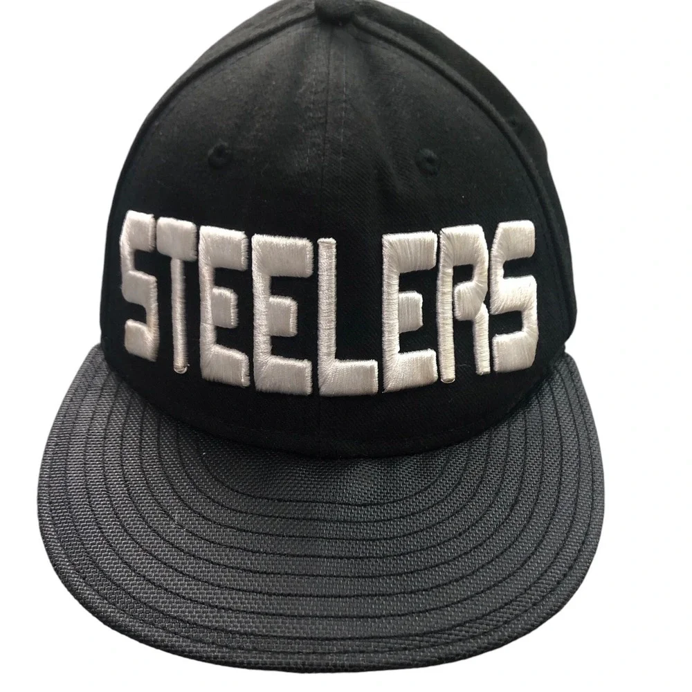 New Era Pittsburg Steelers Hat Baseball Cap One Size Trucker Black Embroidered